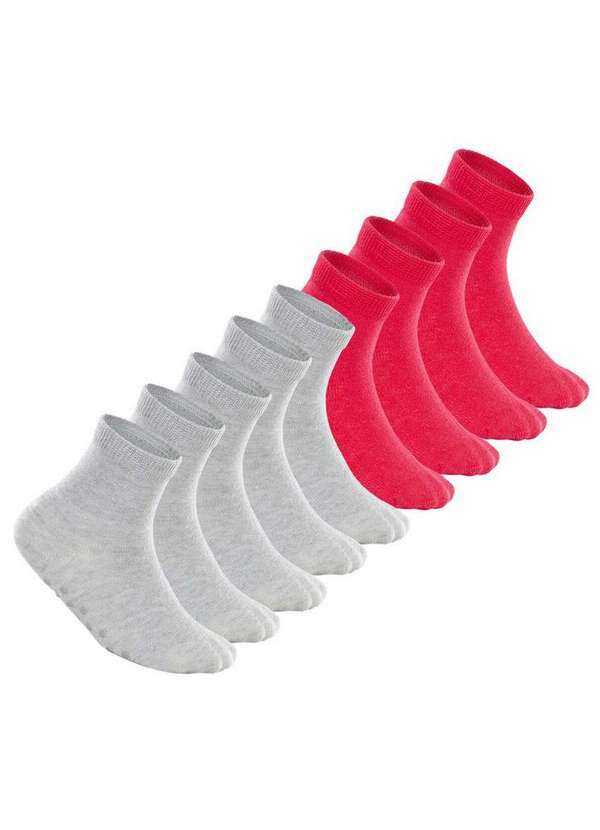 Vista 2 Kit 9 pares de Meias Bebê Antiderrapante Lupo 2041-032 Cinza-Rosa Lupo