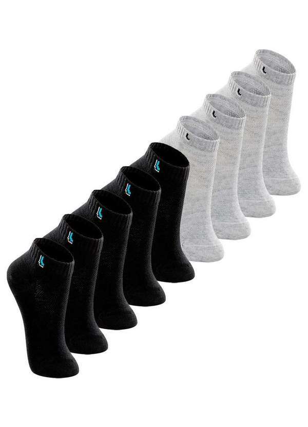 Vista 2 Kit 9 pares de Meias Infantil Cano Curto Lupo 2725-005 Preto-Cinza Lupo