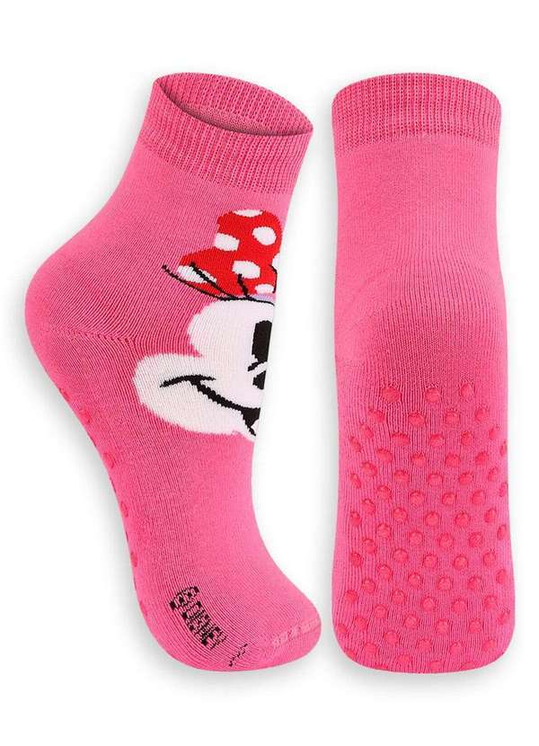 Vista 2 Meia Infantil Antiderrapante Minnie Lupo 2942-003 5180-Rosa Disney Disney