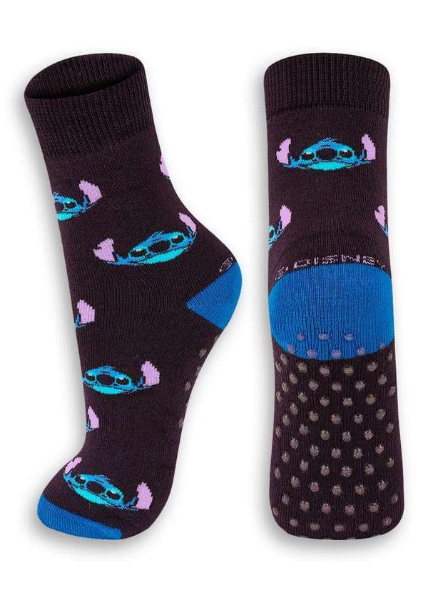 Vista 2 Meia Infantil Antiderrapante Stitch Lupo 2944-001 9990-Preto Disney Disney