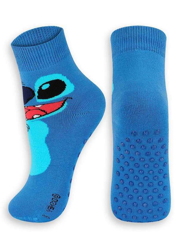 Vista 2 Meia Infantil Antiderrapante Stitch Lupo 2944-002 2380-Azul Disney Disney
