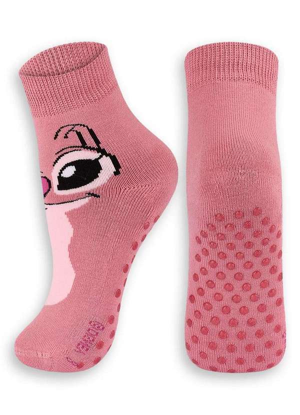 Vista 2 Meia Infantil Antiderrapante Stitch Lupo 2944-002 5285-Malva Disney Disney
