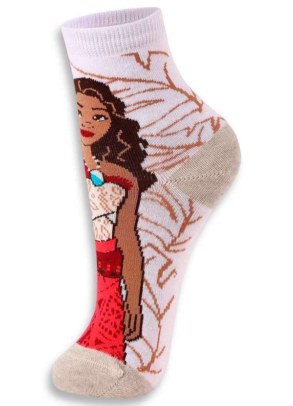 Vista 2 Meia Infantil Cano Médio Moana 2 Lupo 2256-001 1120-Branco Disney Disney