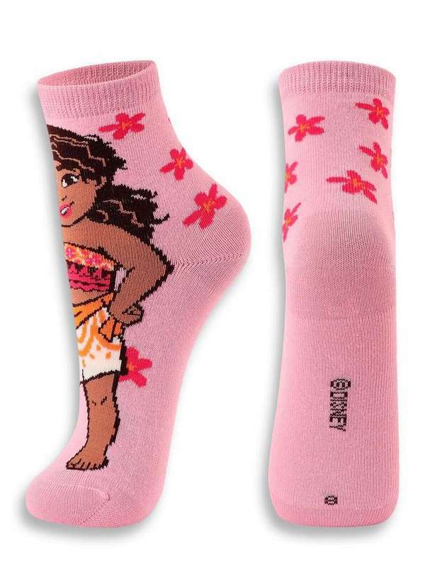 Vista 2 Meia Infantil Cano Médio Moana 2 Lupo 2256-001 5410-Bubble-Gum Disney Disney