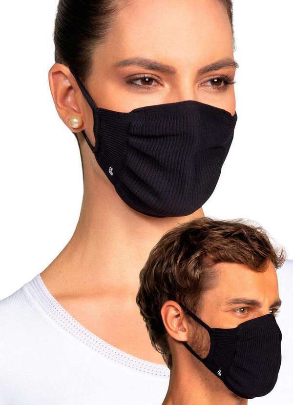Vista 2 Kit com 2 Máscaras de Proteção Adulto Lupo K2 36004-900 0904-Preto Lupo
