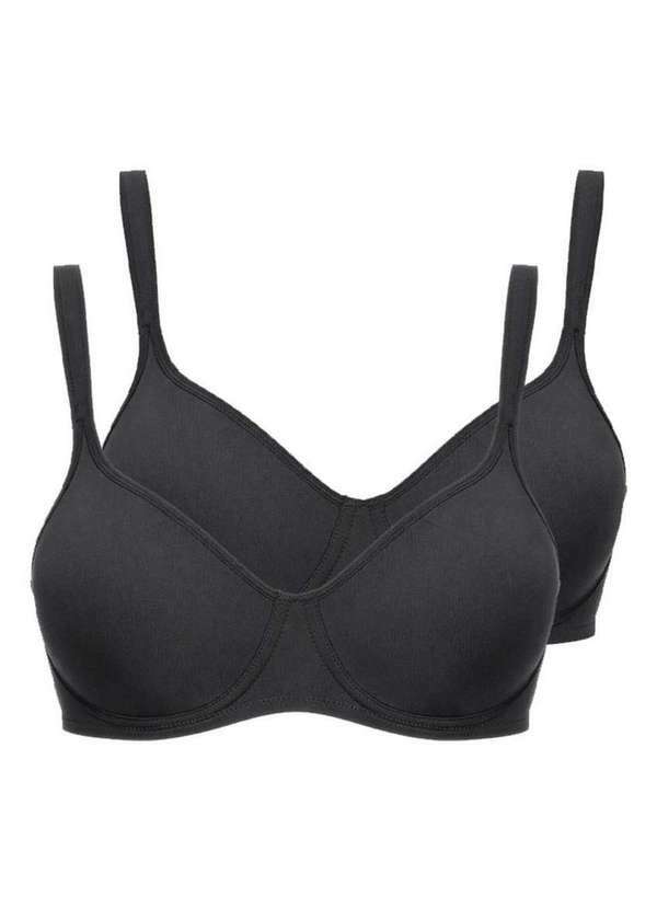 Kit com 2 Sutiã com Aro e sem Bojo W Triumph Shape 24814 Taça B Preto