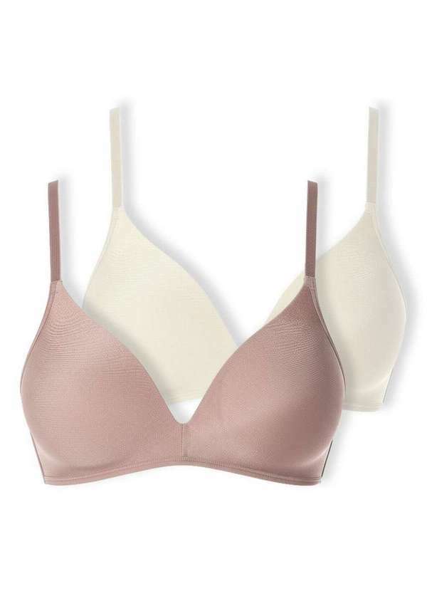 Vista 2 Kit com 2 Sutiã sem Aro com Bojo Paraíso Demillus 63476 Bege-Rosado-Pérola Demillus