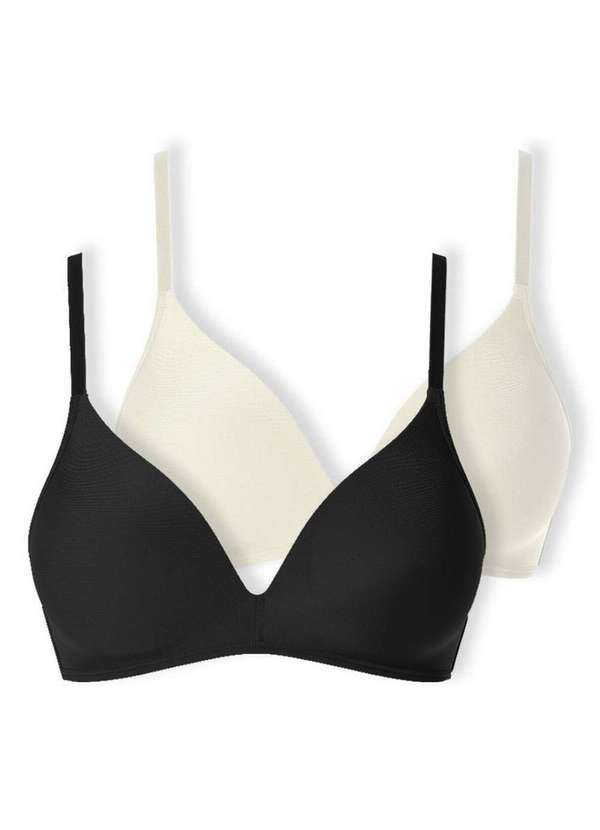 Vista 2 Kit com 2 Sutiã sem Aro com Bojo Paraíso Demillus 63476 Preto-Pérola Demillus