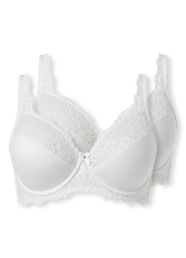 Vista 2 Kit com 2 Sutiãs com Aro e Bojo Iridien Demillus 65204 Taça B Branco Demillus
