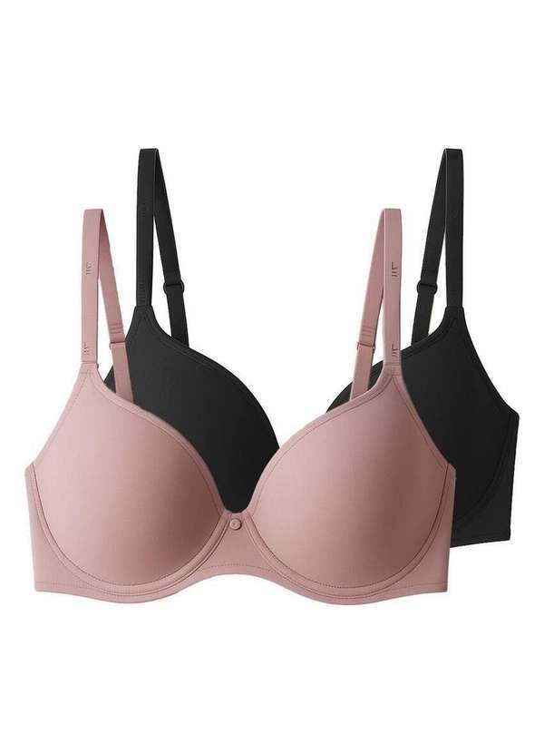 Vista 2 Kit com 2 Sutiãs com Aro e Bojo Liz 51381 Taça C Blush-Preto
