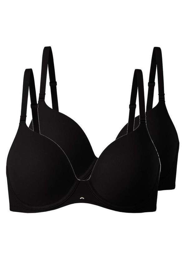 Vista 2 Kit com 2 Sutiãs com Aro e Bojo Push Up Liz 51805 Taça B Preto Liz