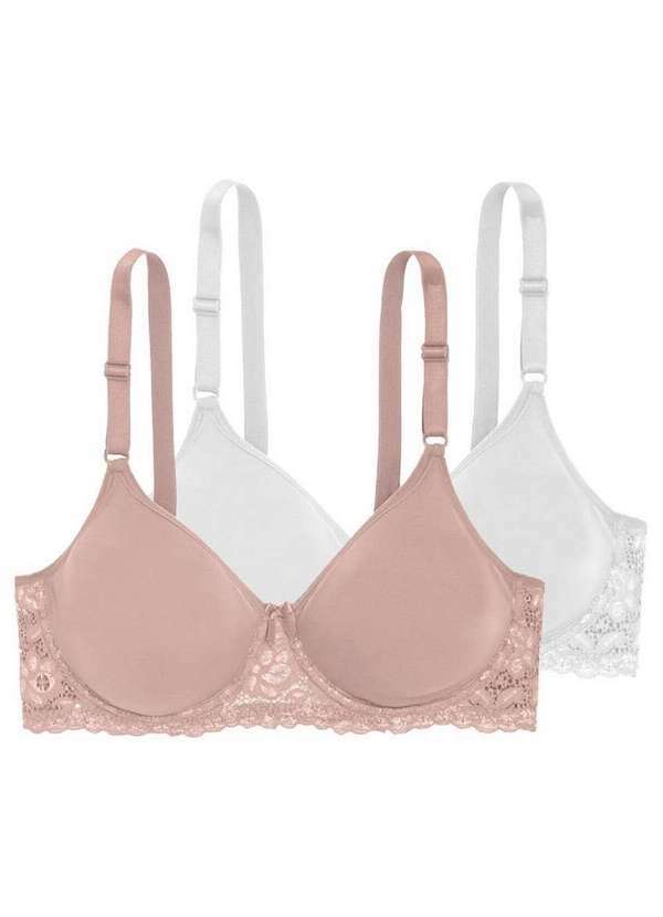 Kit com 2 Sutiãs com Aro e sem Bojo W Triumph Brigitte 24785 Mink-Branco