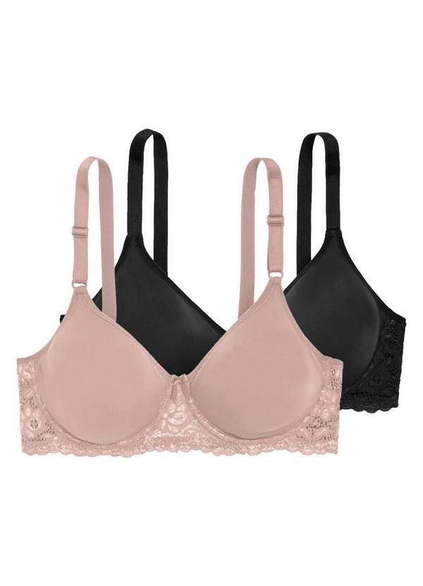 Kit com 2 Sutiãs com Aro e sem Bojo W Triumph Brigitte 24785 Mink-Preto