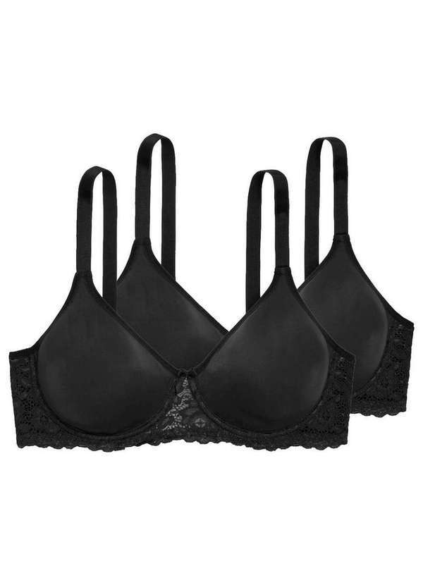 Kit com 2 Sutiãs com Aro e sem Bojo W Triumph Brigitte 24785 Preto