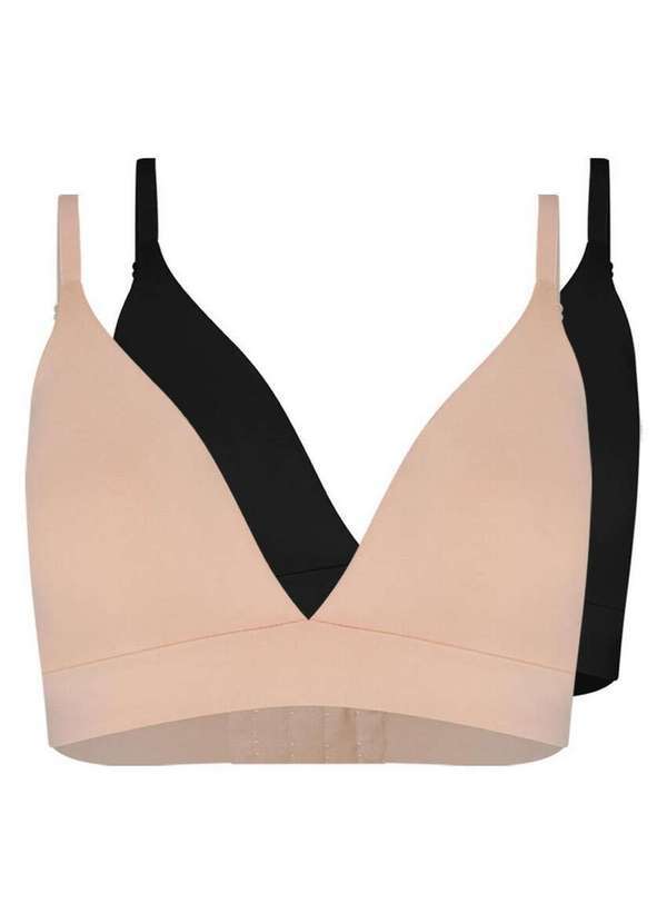 Kit com 2 Sutiãs sem Aro com Bojo Removível Hope 274840 Bege-Ballet-Preto