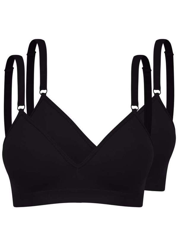 Vista 2 Kit com 2 Sutiãs sem Aro com Bojo Trifil 4935 Taça B Preto TRIFIL