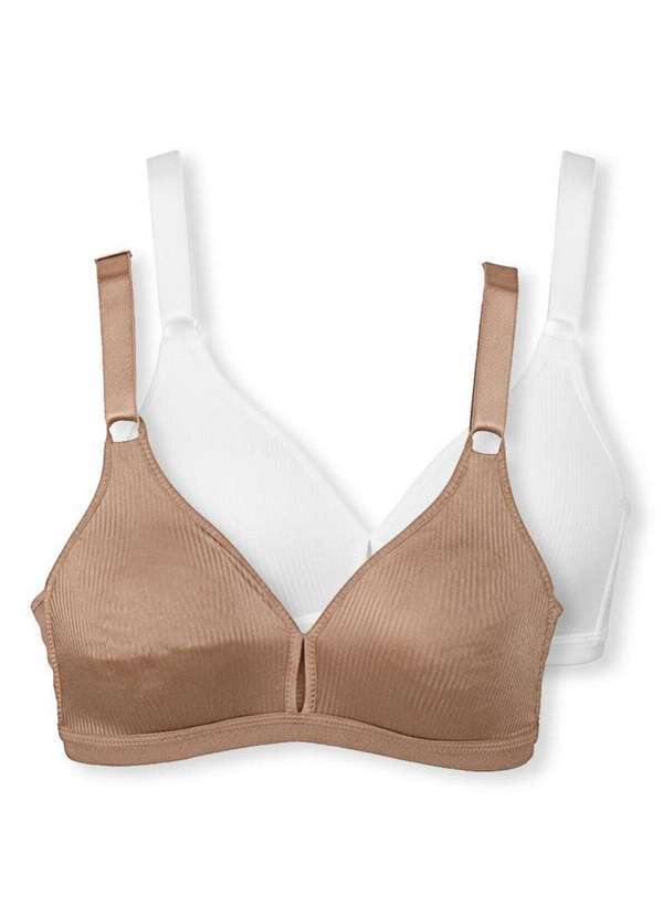 Vista 2 Kit com 2 Sutiãs sem Aro e sem Bojo Demillus 61196/61096 Taça B Bege-Rosado-Branco Demillus