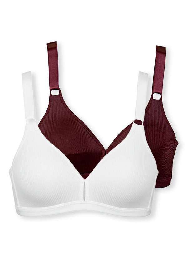 Vista 2 Kit com 2 Sutiãs sem Aro e sem Bojo Demillus 61196/61096 Taça B Branco-Vinho-Barolo Demillus