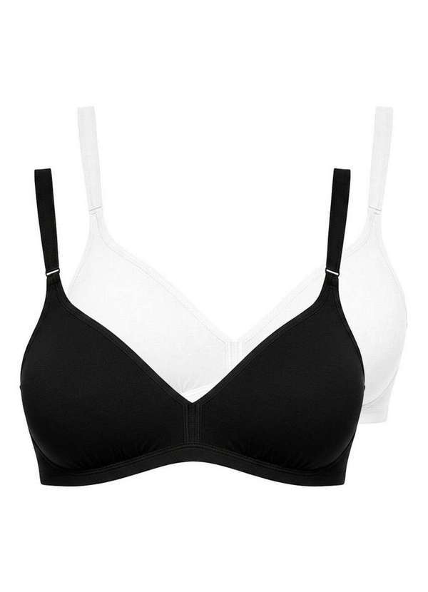 Vista 2 Kit com 2 Sutiãs sem Aro e sem Bojo Love Secret 899300 261-Preto-Branco Love Secret