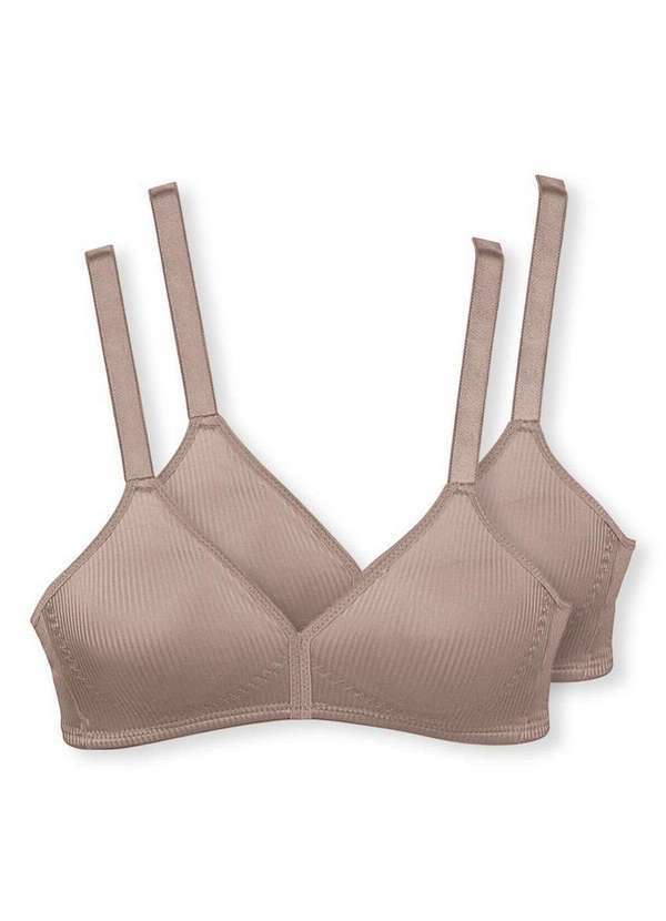 Vista 2 Kit com 2 Sutiãs sem Aro e sem Bojo Moderato Demillus 61100 Bege-Rosado Demillus