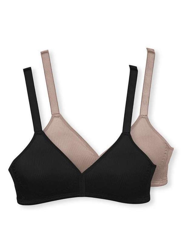 Vista 2 Kit com 2 Sutiãs sem Aro e sem Bojo Moderato Demillus 61100 Preto-Bege-Rosado Demillus