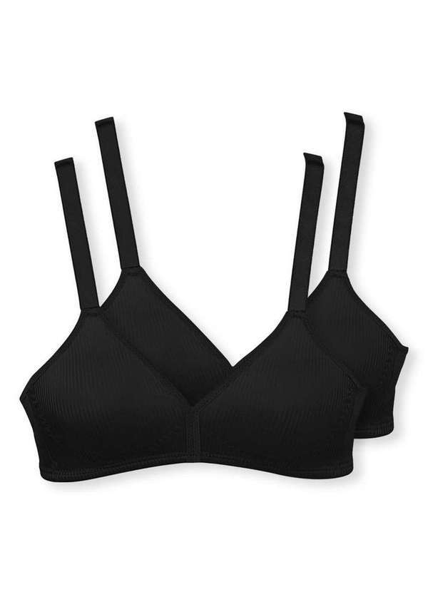 Vista 2 Kit com 2 Sutiãs sem Aro e sem Bojo Moderato Demillus 61100 Preto Demillus