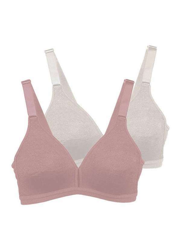 Vista 2 Kit com 2 Sutiãs sem Aro e sem Bojo Olimpo Demillus 61019 Bege-Rosado-Pérola