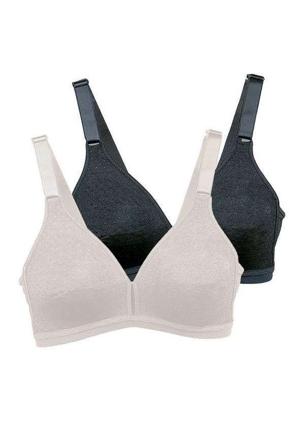 Vista 2 Kit com 2 Sutiãs sem Aro e sem Bojo Olimpo Demillus 61019 Pérola-Preto Demillus