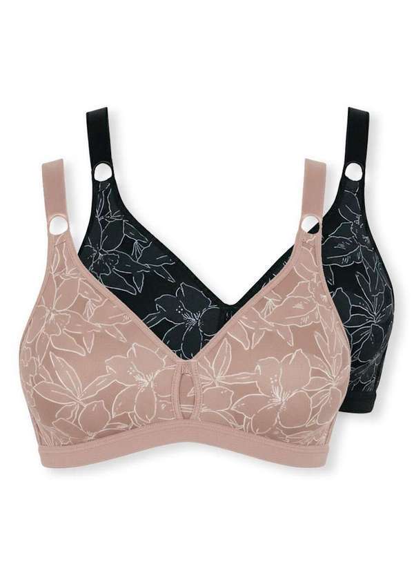 Vista 2 Kit com 2 Sutiãs Sustentação Olimpo Anizete Demillus 61741 Taça B Bege-Rosado-Preto Demillus