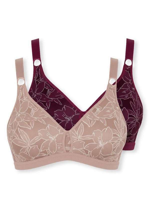 Vista 2 Kit com 2 Sutiãs Sustentação Olimpo Anizete Demillus 61741 Taça B Bege-Rosado-Vinho-Barolo Demillus