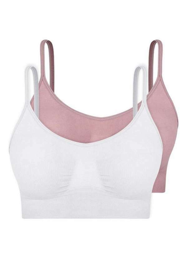 Kit com 2 Top sem Aro e sem Bojo Hope S21020 Branco-Cinza-Luar