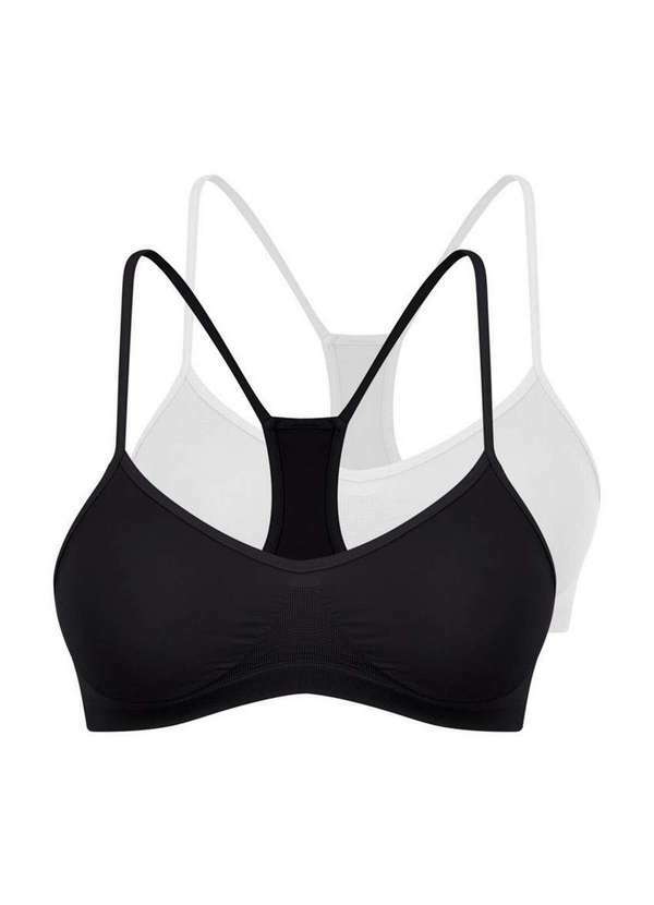 Vista 2 Kit com 2 Tops Nadador sem Aro e sem Bojo Trifil 1155 Preto-Branco TRIFIL