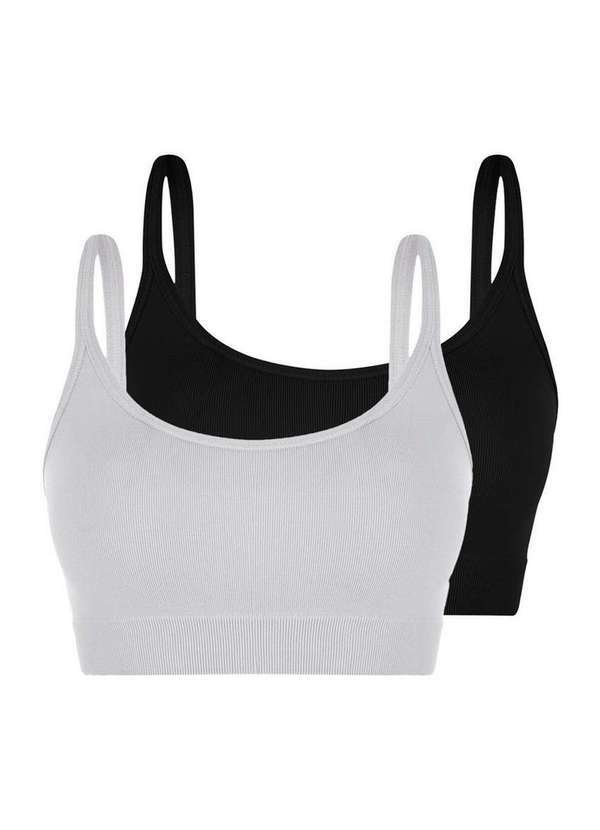 Vista 2 Kit com 2 Tops sem Aro e sem Bojo Loba 41018-001 Branco-Preto Lupo Lupo