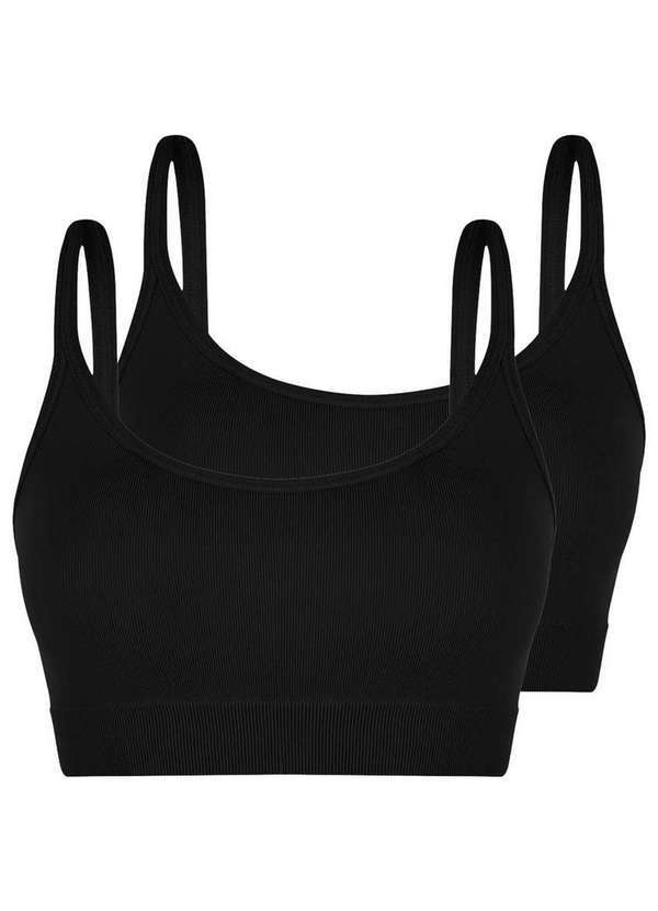 Vista 2 Kit com 2 Tops sem Aro e sem Bojo Loba 41018-001 Preto Lupo Lupo