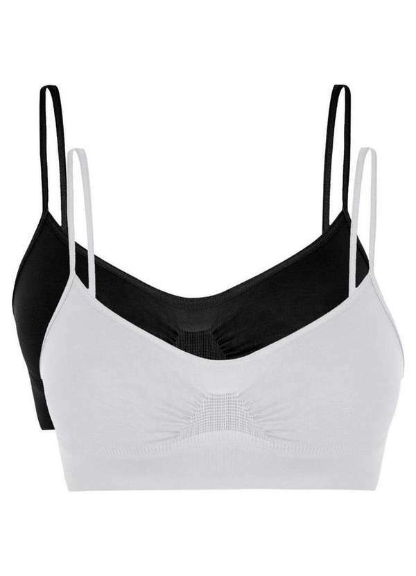 Vista 2 Kit com 2 Tops sem Aro e sem Bojo Loba 41100-001 Branco-Preto Lupo Lupo