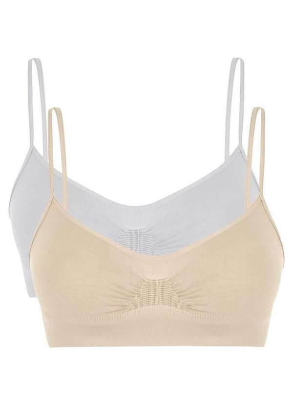 Vista 2 Kit com 2 Tops sem Aro e sem Bojo Loba 41100-001 Natural-Branco Lupo Lupo
