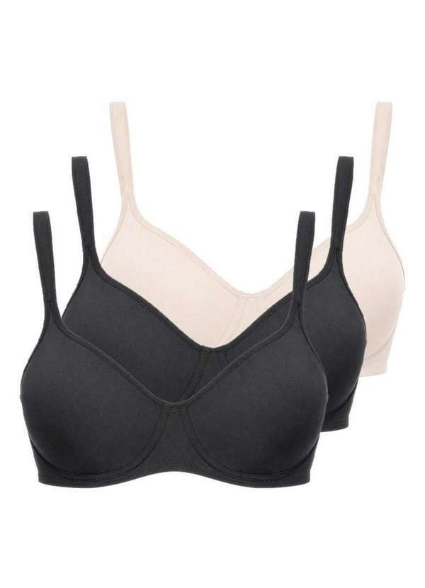 Vista 2 Kit com 3 Sutiã com Aro e sem Bojo W Triumph Shape 24814 Taça B Preto-Base Triumph