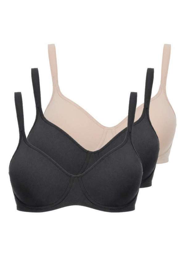 Vista 2 Kit com 3 Sutiã com Aro e sem Bojo W Triumph Shape 24814 Taça B Preto-Mink Triumph