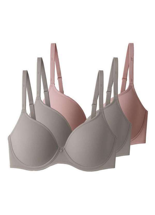 Vista 2 Kit com 3 Sutiãs com Aro e Bojo Liz 51381 Taça B Sepia-Blush