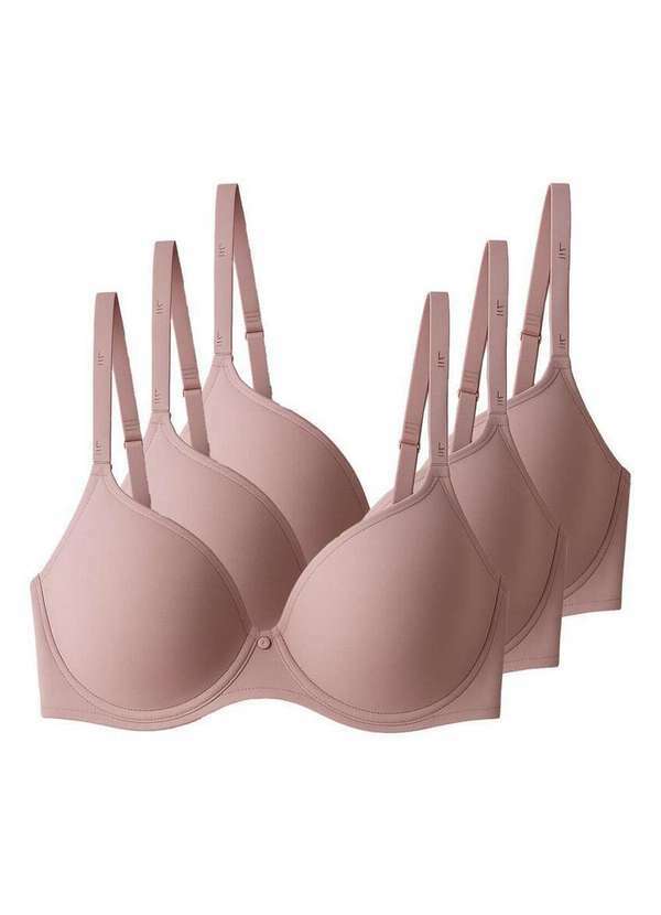 Vista 2 Kit com 3 Sutiãs com Aro e Bojo Liz 51381 Taça C Blush-Preto