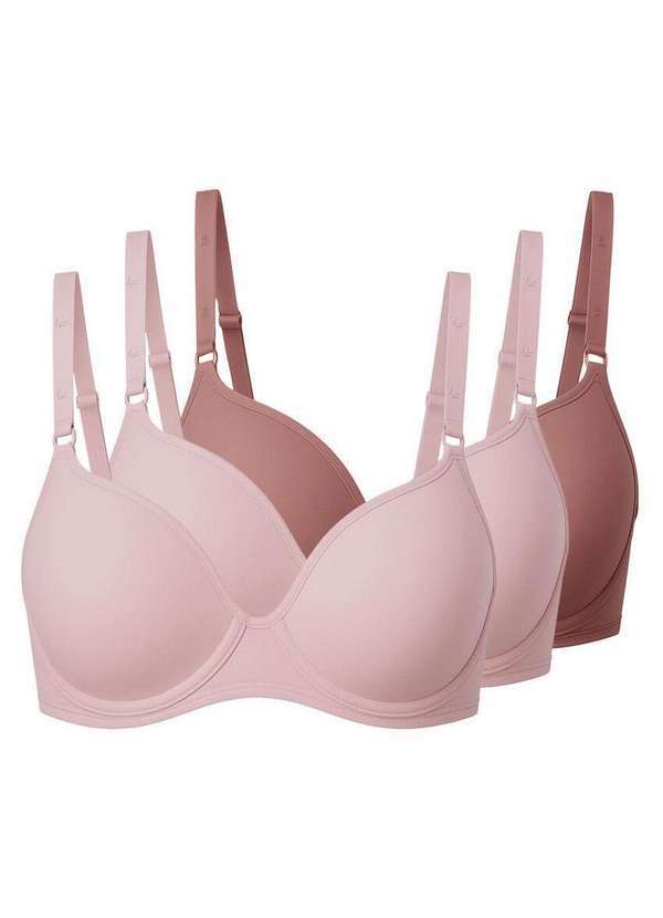 Vista 2 Kit com 3 Sutiãs com Aro e Bojo Liz 51818 Taça B Blush-Rosa-Mônaco Liz