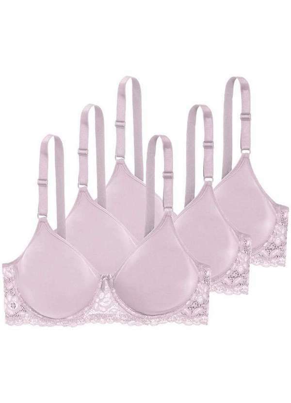Kit com 3 Sutiãs com Aro e sem Bojo Triumph Brigitte 24785 Taça B Alvorada
