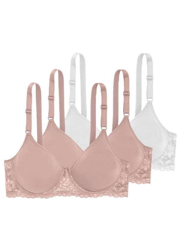Kit com 3 Sutiãs com Aro e sem Bojo Triumph Brigitte 24785 Taça B Mink-Branco
