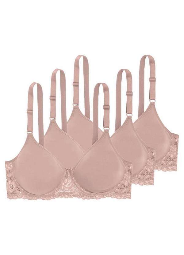Kit com 3 Sutiãs com Aro e sem Bojo Triumph Brigitte 24785 Taça B Mink