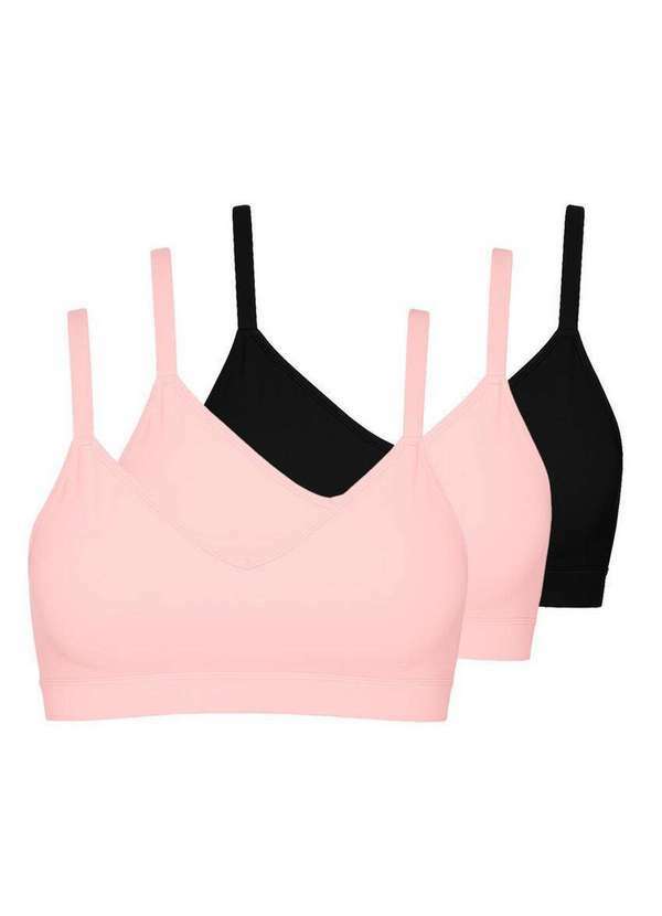 Vista 2 Kit com 3 Sutiãs sem Aro com Bojo Liz 51710 Taça B Blush-Preto Liz
