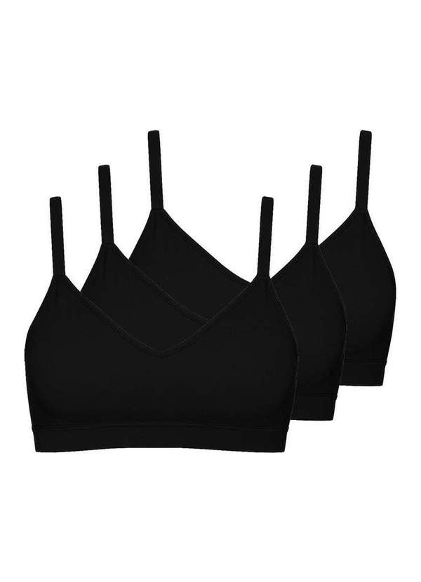 Vista 2 Kit com 3 Sutiãs sem Aro com Bojo Liz 51710 Taça B Preto Liz