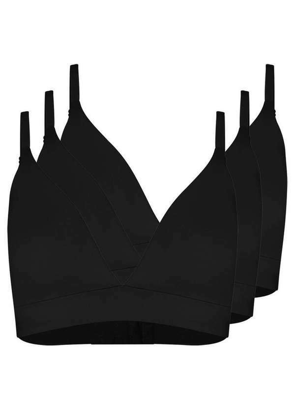 Kit com 3 Sutiãs sem Aro com Bojo Removível Hope 274840 Preto