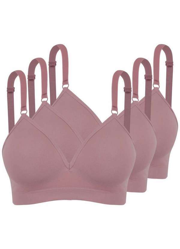 Vista 2 Kit com 3 Sutiãs sem Aro com Bojo Trifil 4935 Taça B Aurora TRIFIL