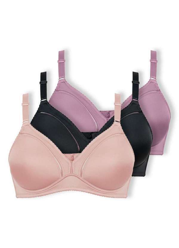 Vista 2 Kit com 3 Sutiãs sem Aro e sem Bojo Duloren 111214 Taça B Castanho-Preto-Beringela Duloren