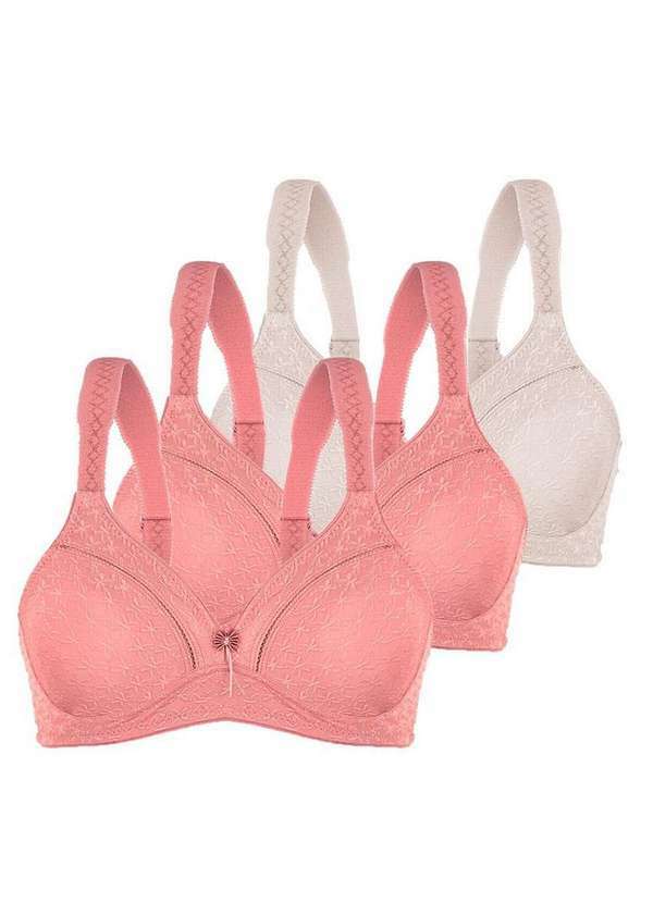 Vista 2 Kit com 3 Sutiãs sem Aro e sem Bojo Duloren 111248 Taça B Argile-Rosé-Beige-Foncè Duloren